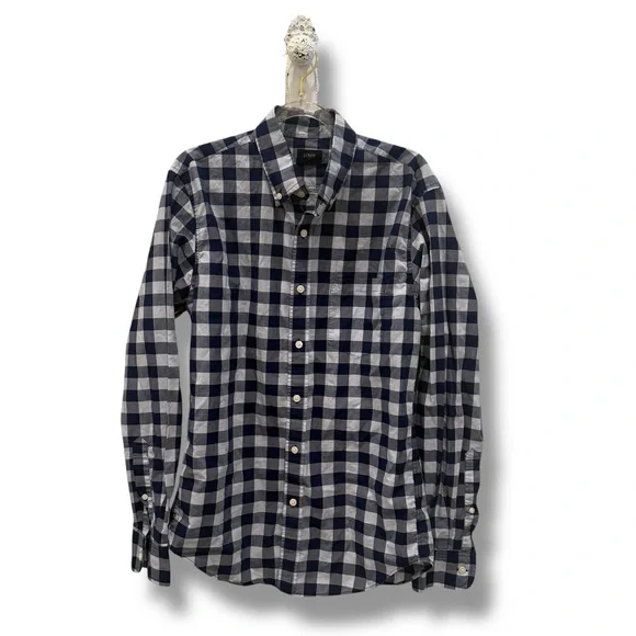 J. Crew Men's Blue and White Plaid Shirt - Picture 1 of 1